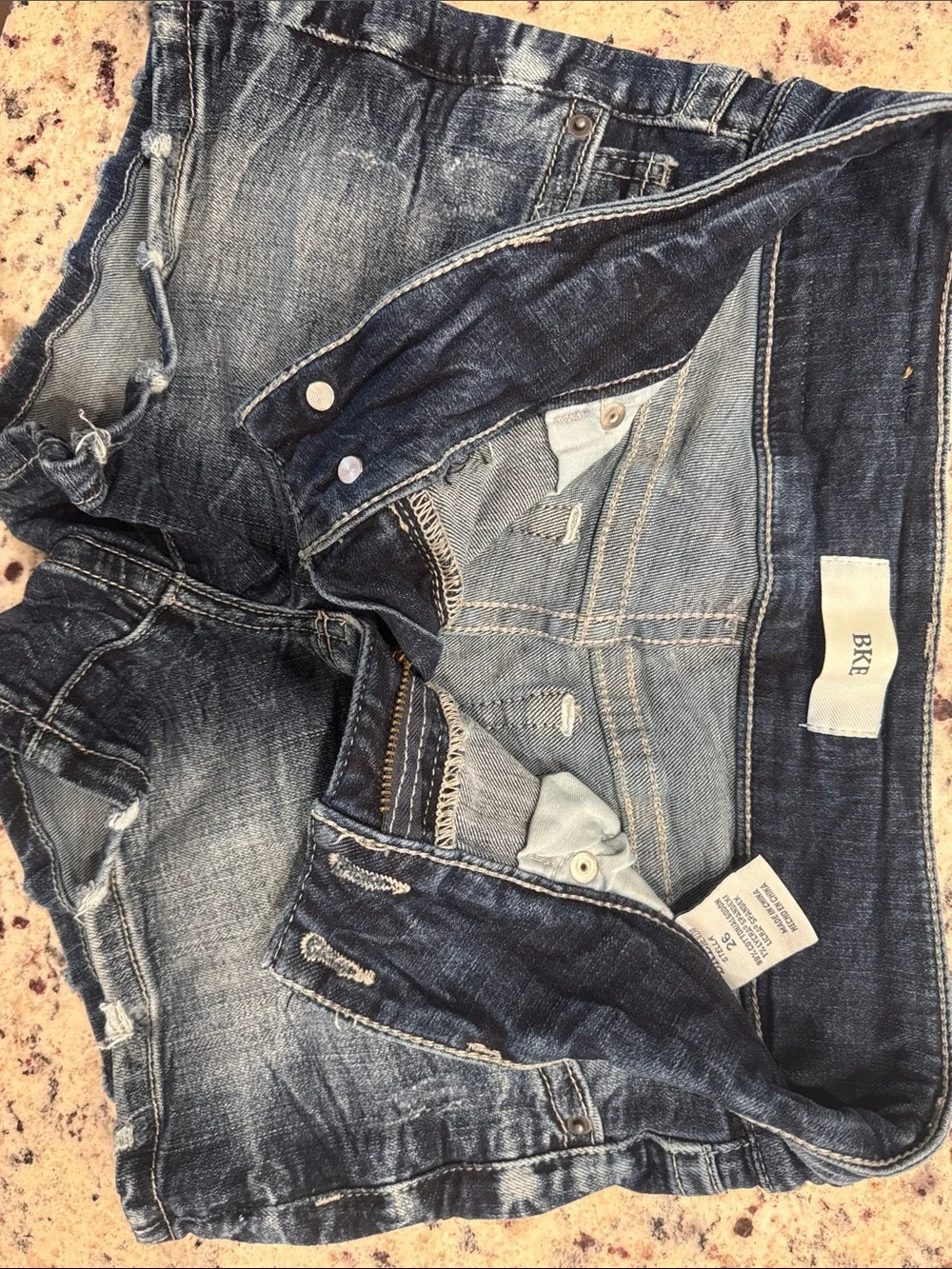 BKE Distressed Blue Denim Shorts - Picture 2 of 3
